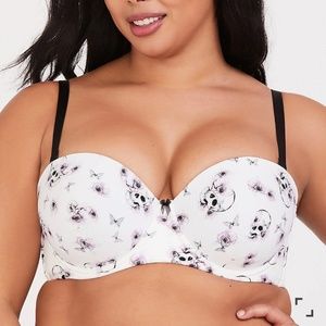 NEW White Skull Butterfly Push-Up Strapless Bra